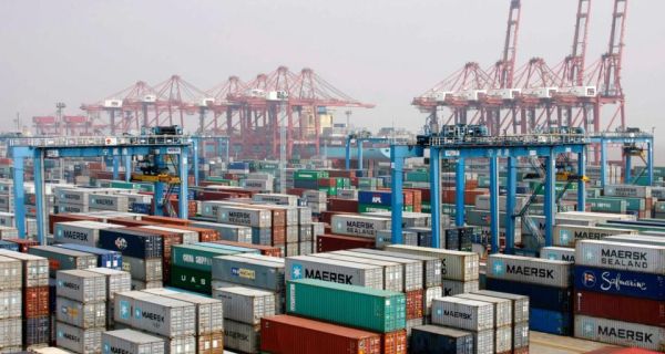 A container area at Ningbo port, Zhejiang province. China saw a forecast-busting 14.1 per cent year on year surge in imports which eclipsed export growth of 10 per cent, signalling that domestic demand was gathering the steam needed to drive economic recovery. Photograph: Reuters