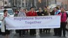 Survivors of Magdalene Laundries on their way into Leinster House to sit in the public gallery for the debate on the McAleese Magdalene report in February. Photograph: Alan Betson/The Irish Times