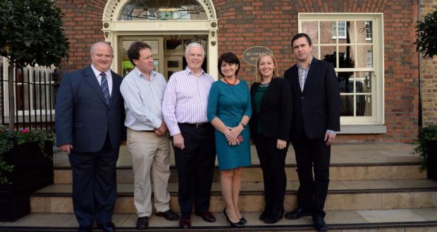 The Reform Alliance photographed outside Buswells Hotel this afternoon. From left: Billy Timmons, Paul Bradford, Peter Matthews, Fidelma Healy Eames, Lucinda Creighton and Terence Flanagan. Photograph: Brenda Fitzsimons/The Irish Times