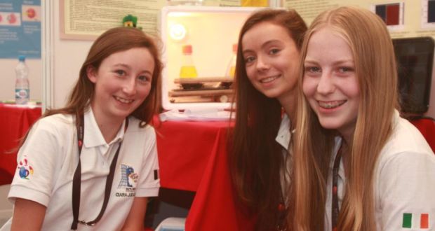(From left) Ciara Judge, Sophie Healy-Thow and Emer Hickey, 2013 BT Young Scientist and Technology Exhibiton winners and now winners of a first prize at the European Union Contest for Young Scientists.