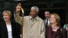 Nelson Mandela arrives at Dublin airport for the 2003 Special   Olympics. From left: Mary Davis, chief executive of the 2003 Special   Olympics World Summer Games; Nelson Mandela; Melanie Verwoerd, South   African ambassador to Ireland. Photograph: Robbie Fry.