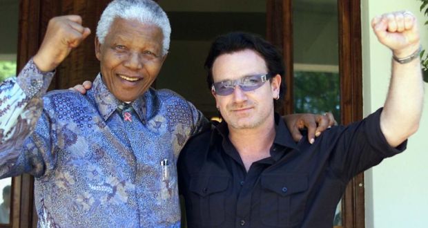 Nelson Mandela with Bono in 2002. ‘I, like everyone else, was mesmerizsed by his deft manoeuvering as leader of South Africa,’ says the U2 frontman. Photograph: AP Photo/Juda Ngwenya
