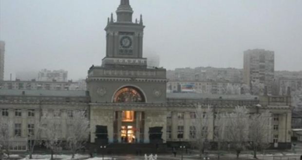 In this photo made by a public camera the flash of an explosion illuminates the entrance to Volgograd railway station yesterday. Photograph: AP Photo/ Associated Press Television News