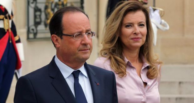 French President François Hollande and first lady Valerie Trierweiler at the Élysée Palace in Paris last October. Photograph: Reuters/Philippe Wojazer