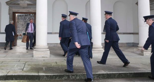Garda Commissioner Martin Callinan leads a group of colleagues into Leinster House for the Public Accounts Committee meeting yesterday. Photograph: Sam Boal/Photocall Ireland 