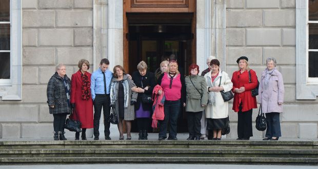 Survivors of Magdalene Laundries on their way into the Dáil last year. One year later, protesters say redress, recommended by the Quirke report and backed by the Department of Justice and Equality, has not been forthcoming for many survivors. File photograph: Alan Betson/The Irish Times
