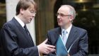 Matt Moran (left)  and David Drumm, former chief finance office and  chief executive of  Anglo Irish Bank, pictured in 2006. Photograph: Eric Luke/Irish Times