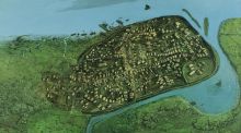 1014: Dublin 1,000 years ago, based on research by Dr Patrick Wallace. Illustration: Simon Dick/National Museum of Ireland
