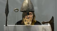 Viking Jaw bone and helmet from the Weymouth atrocity. Photograph: Anthony Devlin/PA Wire