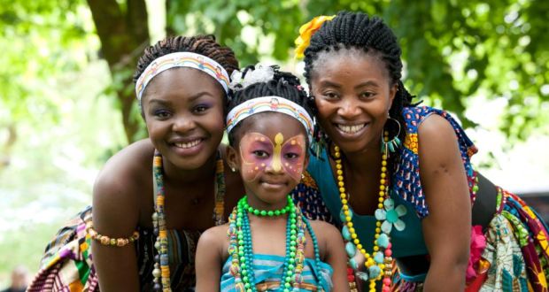 Victoria Osei and her daughters Perfect and Ama Osei at Cork city’s celebration of Africa Day. Photograph: Clare Keogh