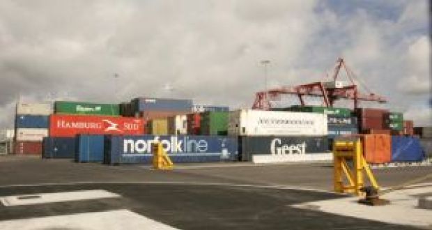Ships in Dublin Port being loaded with goods for export. Photograph: Dara Mac Donaill / The Irish Times