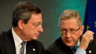 File photo: President of the European Central Bank Mario Draghi (left) with Klaus Regling. Photograph: David Sleator/The Irish Times