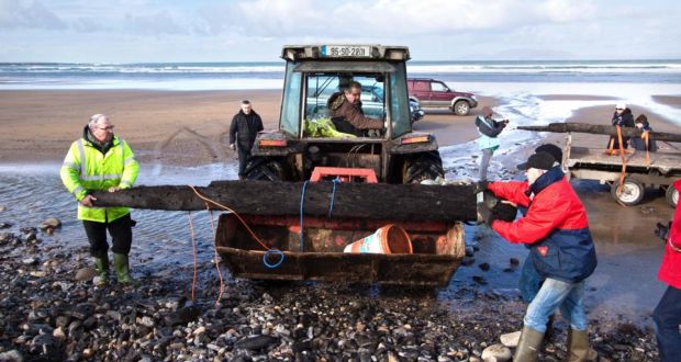 The finds (pictured) follow the discovery last year of part of a 20ft rudder from one of the vessels on the beach. Photograph: Ciaran McHugh Photography