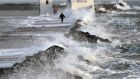 Waves  at The Great South Wall at Poolbeg in Dublin. Met Eireann has issued orange and yellow wind warnings to last until 10am on Tuesday. Photograph: Eric Luke/The Irish Times/File photo