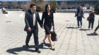 Former Goldman Sachs banker Jason Lee arrives  at Suffolk County Court with his wife Alicia on Wednesday afternoon for the  verdict in his trial for rape. He was found not guilty.  Photograph: Simon Carswell