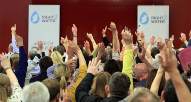 A show of hands on a vote at  the Right2Water campaign policy conference organised by  trade unions in Dublin on Saturday, June 13th. Photograph: Nick Bradshaw