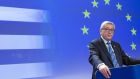 European Commission President Jean-Claude Juncker gives a statement  on the situation in Greece, at the EU commission headquarters in Brussels. Photograph: Reuters/Yves Herman