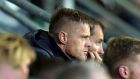 Damien Duff watched from the bench as his new side Shamrock Rovers beat Longford 3-1. Photograph: Inpho