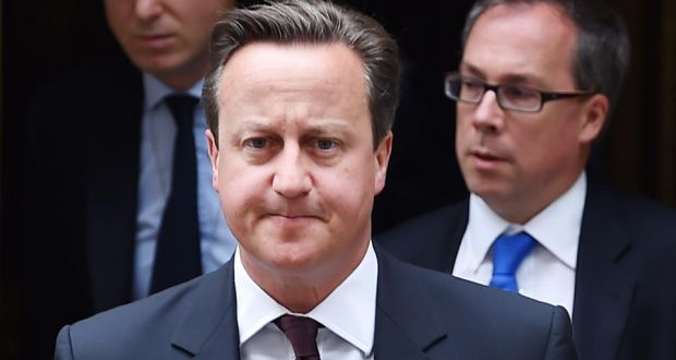 British prime minister David Cameron leaves 10 Downing Street in London on Monday. Photograph: Andy Rain/EPA