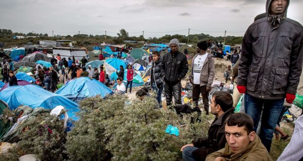 People at a site in Calais, France, dubbed the New Jungle, where some 3,000  have set up camp, September 21st, 2015. Most of them wish to reach  England. Photograph: Philippe Huguen/AFP/Getty Images