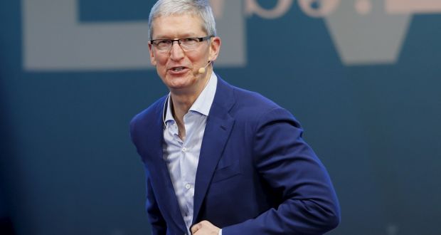  Apple CEO Tim Cook sketched out his future vision of what cars will look like, with a greater infusion of technology at an event in California.(Photograph: Mike Blake/Reuters)