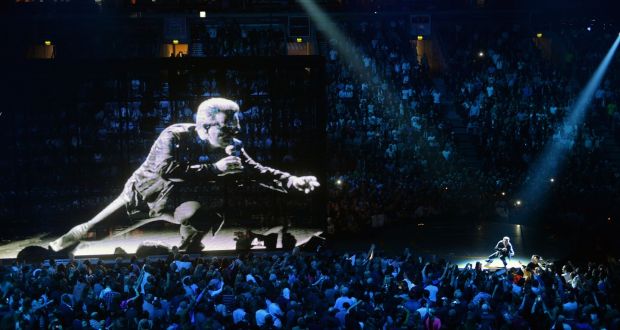  U2 on stage at the SSE Arena in Belfast. Photograph: Eric Luke/The Irish Times