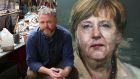 Irish artist Colin Davidson  with his painting of Angela Merkel which made the front cover of Time magazine. The Belfast artist was commissioned by Time which has made the German chancellor its person of the year.