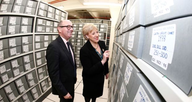 Minister for Arts, Heritage and the Gaeltacht Heather Humphreys with John McDonough, director of the National Archives, at the launch of the design phase of new €8 million redevelopment of the National Archives.