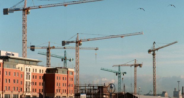 Cranes on the Dublin skyline. “One key point to recall in this panorama is that every single promise made on the hustings is predicated on a continuation of growth in Ireland, which itself depends on world growth.”