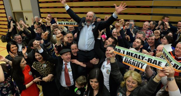 Danny Healy-Rae and his brother Michael (on the floor ) are in fine form as Danny  claimed the second seat in Kerry.