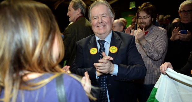  Tommy Broughan  is elected on the fourth day of the Dublin Bay North count at the RDS. Photograph: Eric Luke / The Irish Times