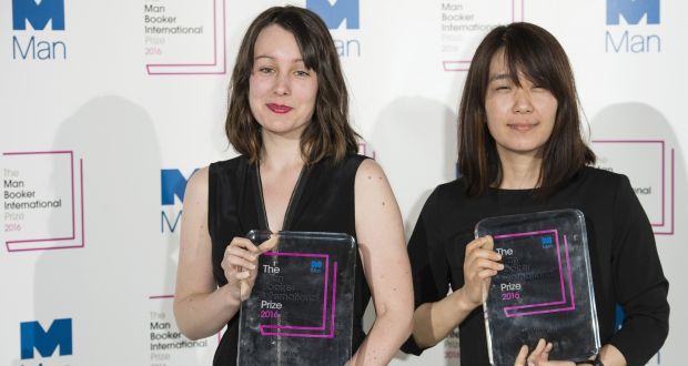 Deborah Smith (left), translator of the winning book, The Vegetarian, with author Han Kang at the Man Booker International Prize in London. Photograph: Jeff Spicer/Getty Images