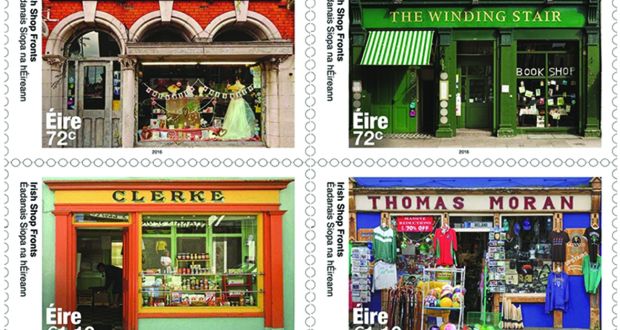The Winding Stair in Dublin and Vibes & Scribes in Cork are on 72 cent stamps while Clerke, a grocer in Skibbereen and Thomas Moran, a hardware and faming shop in Westport, Co Mayo feature on the €1.10 stamp. 