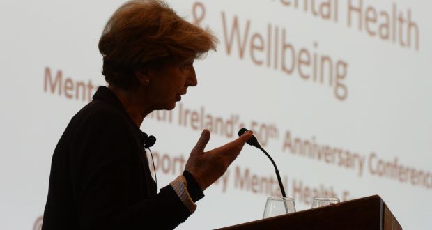  Broadcaster and journalist  Olivia O’Leary speaking at the Mental Health Ireland/Europe conference at the Royal Marine Hotel, Dún Laoghaire. Photograph: Cyril Byrne 