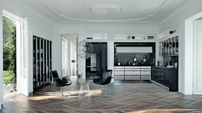 This Beaux Arts design by Siematic offers a really smart and streamlined way to work kitchen units into an open plan livingroom without overstuffing the space with cabinetry and compromising the open feel of the room. For sale at Arena Kitchens (01 671 5365 arenakitchens.com) it costs €75,000 as pictured.
