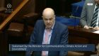 Minister for Communications Denis Naughten speaking in the Dáil this afternoon on the INM controversy. Screengrab: Oireachtas TV