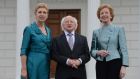 President Michael D Higgins with two former presidents, Mary McAleese and Mary Robinson, at Áras an Uachtaráin in 2013. Photograph: Cyril Byrne