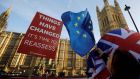 Anti-Brexit campaigners  outside the Houses of Parliament in  London on December 17th. Photograph: Getty Images