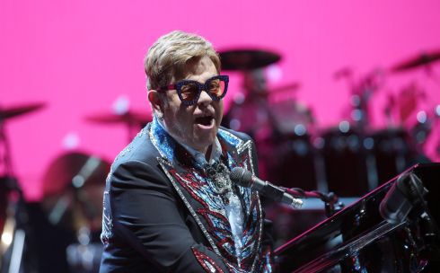 Still standing ... Elton John goes on stage at 3Arena Dublin on Wednesday as part of the Farewell Yellow Brick Road Tour. Photography: Laura Hutton / The Irish Times