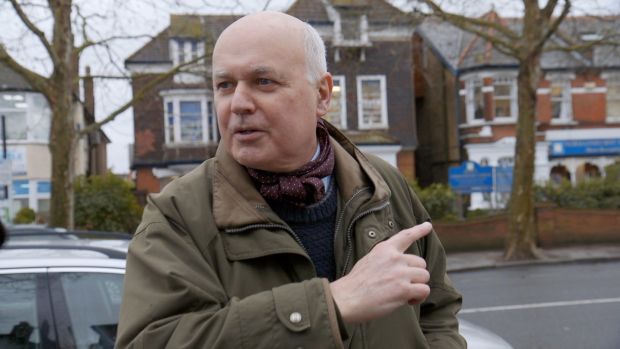 Iain Duncan Smith on the campaign trail in Chingford and Woodford Green: “I fight every election to win it and as far as I’m concerned we are very confident that we have got all the votes here that we need to.” Photograph: Screengrab