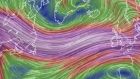 The North Atlantic jet stream pictured directly over Ireland this week.