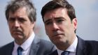 The visit to Ireland by  mayors Steve Rotheram  (left) and Andy Burnham (right) comes at a time of poor relations between Ireland and Britain amid the ongoing EU-UK dispute over the Northern Ireland protocol. Photograph:  Christopher Furlong/Getty