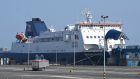 The P&O Ferries operated European Causeway vessel in dock at the Port of Larne, Co Antrim, where it has been detained by authorities for being ‘unfit to sail’. Photograph: Michael Cooper/PA Wire