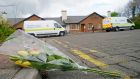 Flowers at the scene in Connaughton Road, Sligo,  following the death of Michael Snee on Tuesday. Photograph:  Niall Carson/PA Wire