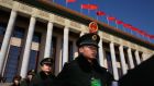Soldiers marching outside the Great Hall of the People in Beijing, where a session of the National People’s Congress is being held. Photograph: Feng Li/Getty Images