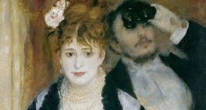 Bold as brass: a detail of the sumptuously dressed woman in Auguste Renoir’s The Loge looks out at us from an opera box with a sense of entitlement that seems to come from her lavish attire. Photograph: Samuel Courtauld Trust
