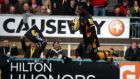 Christian Wade scores a  try for Wasps against Saracens last weekend. Photograph: Andrew Redington/Getty Images