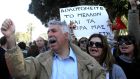 Cypriot bank workers protest against cuts in Nicosia. Photograph: Andreas Manolis/Reuters