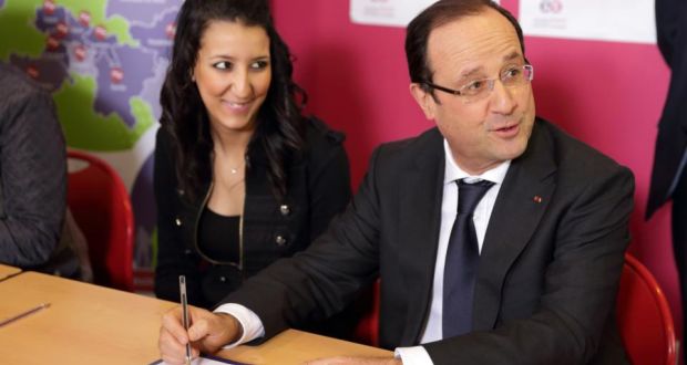 François Hollande: asked his compatriots to unite in what he called “this only national cause: the struggle against unemployment”. Photograph: Reuters