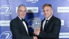  Ian Madigan is presented with his award by Damien Daly (marketing director, Bank of Ireland Group) on Saturday night.
